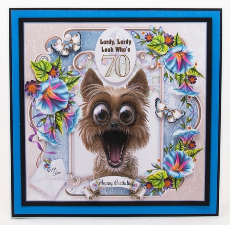 Lordy Lordy Look Whos 70 Card Front With Decoupage by Lisa Bird