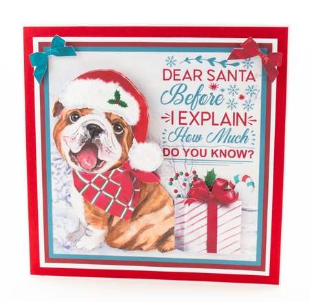 Dear Santa Decoupage Card Mini Kit 7x7 - English Bulldog by Lisa Bird