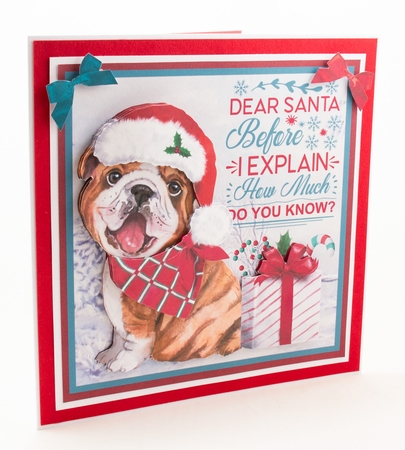Dear Santa Decoupage Card Mini Kit 7x7 - English Bulldog by Lisa Bird