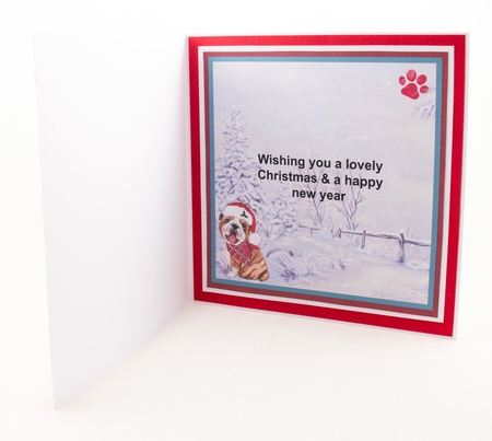 Dear Santa Decoupage Card Mini Kit 7x7 - English Bulldog by Lisa Bird