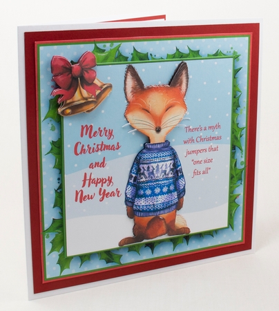 Christmas Jumper Fox Card Front by Lisa Bird