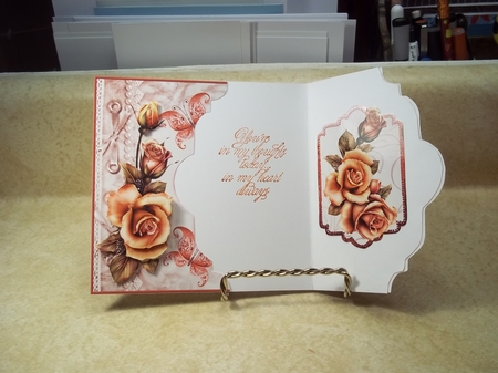 Copper Rose Card Front with Topper and Decoupage by Lisa Brereton