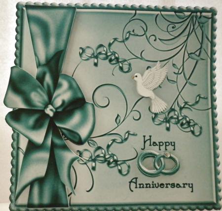 Happy Anniversaryt Card Topper - Teal by Lisa Griffiths
