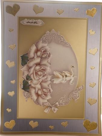 A4 Metallic Romantic Hearts Plain Card Base by Lisa Griffiths
