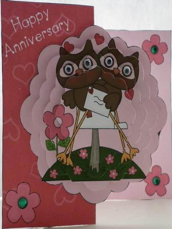 Tweet Heart Owls Scalloped Fold Back Card by Lisa Griffiths