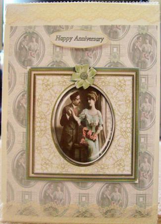 Vintage Couple Anniversary Quick Card Front with Decoupage by Lisa Griffiths