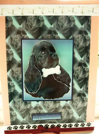 American Cocker Black Spaniel 3D Decoupage with Background by Lisa Griffiths