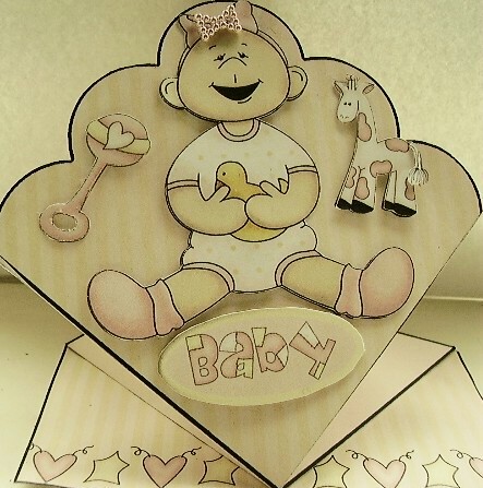 Baby Girl Scalloped Diamond Top Card by Lisa Griffiths