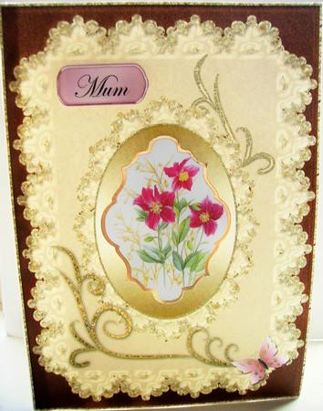 Grace Gold Swirls & Doily Blank Card 11 by Lisa Griffiths