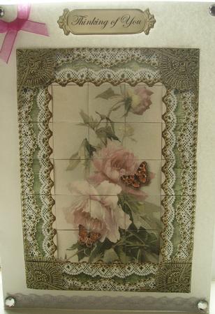 Pink Butterfly Roses Gold 7x5inch 3D Paper Weaving Sheet by Lisa Griffiths