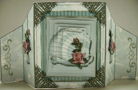 Rose Pyramage Reverse Gate Fold Card by Lisa Griffiths