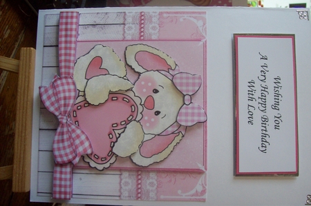 Little White Bunny With Heart 8x8 by Lisa Howett