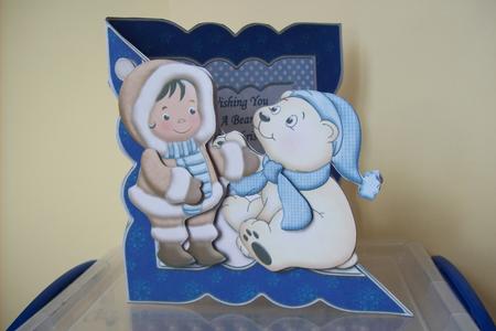 Eskimo & Polar Bear All in One Over the Edge Christmas Card by Lisa Howett
