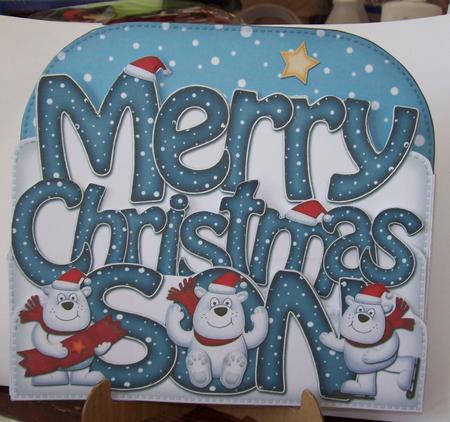 Merry Christmas Son Polar Bears Pop Out Xmas Word Card by Lisa Howett