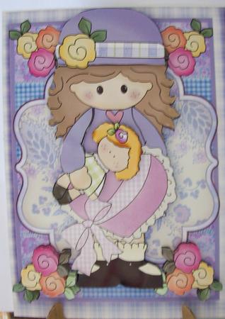 Little Patchwork Cutie Birthday 5x7 Quick Card by Lisa Howett