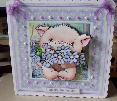For You Cat with Flowers 8x8 Decoupage Mini Kit by Lisa Howett