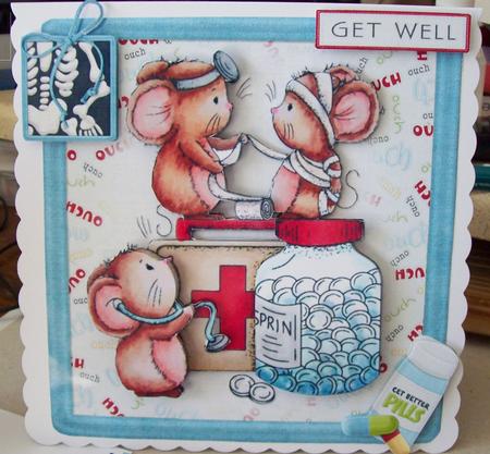 8x8 Ouches Get Well Mice Mini Kit by Lisa Howett