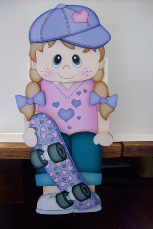 3D on the Shelf Card Kit - Little Skateboard Girl Lauren by Lisa Howett