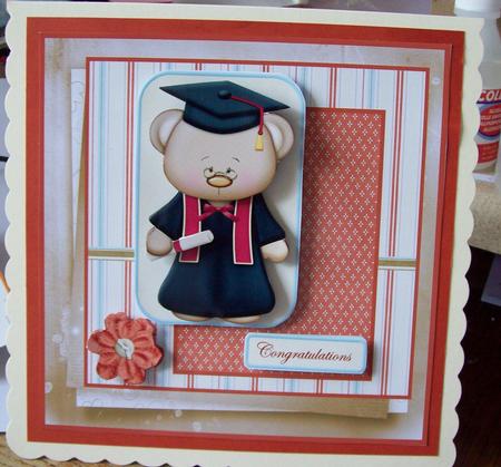 Graduation Girl Teddy Bear 7x7 Card by Lisa Howett