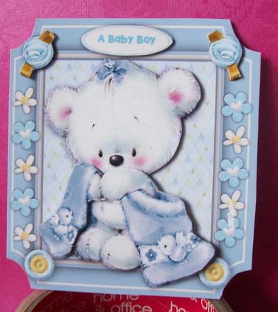 Lovely Baby Teddy Wrapped in His Blue Blanket by Lisa Howett