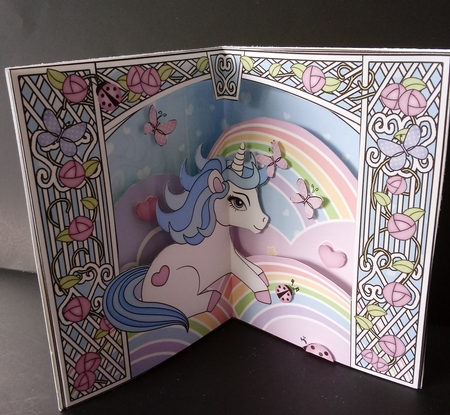 3D Triangle Shadow Box Scene it Card Kit - Cute Little Unicorn Blueberry by Lisa Lee