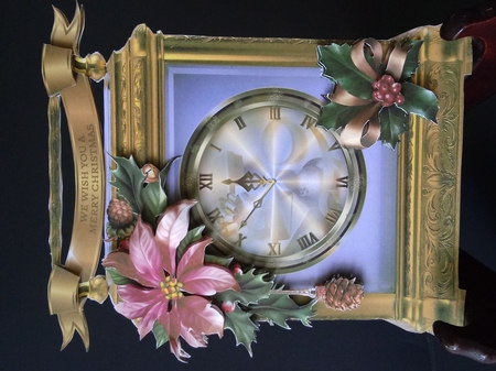 Carriage Clock Card - Poinsettia Drop by Lisa Lee