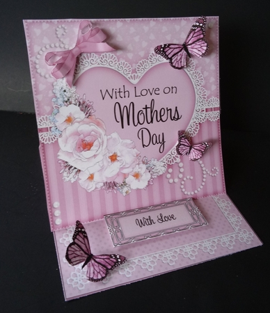 3D Easel Card Mini Kit - A Touch of Elegance Mothers Day - Flowers, Heart Lace, Butterflies & Pearls by Lisa Lee