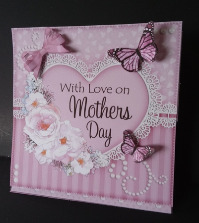 3D Easel Card Mini Kit - A Touch of Elegance Mothers Day - Flowers, Heart Lace, Butterflies & Pearls by Lisa Lee