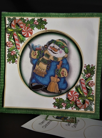 Enameled Christmas - Snowman 8x8 by Lisa Lee