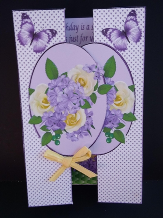 Pretty lilac/lemon flowers with butterflies cut out by Lisa Lee