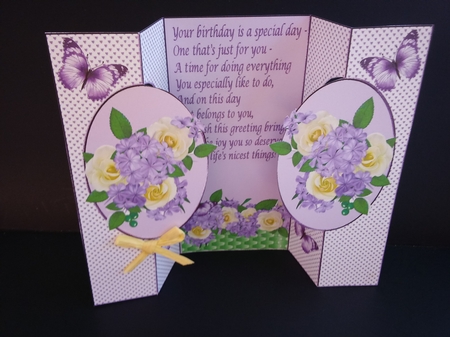 Pretty lilac/lemon flowers with butterflies cut out by Lisa Lee