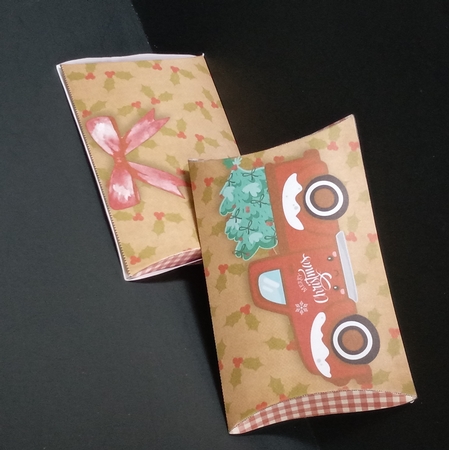 Merry Christmas truck pillow boxes by Lisa Lee
