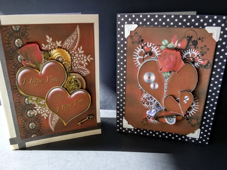 Selection of Four Steampunk Valentine Toppers by Lisa Lee