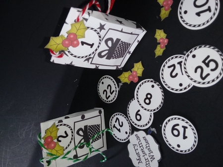 3D Monochrome Xmas Hanging Advent Calendar Box Kit by Lisa Lee