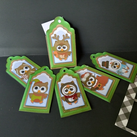 Christmas Tags 6 Owls Sheet 1 by Lisa Lee