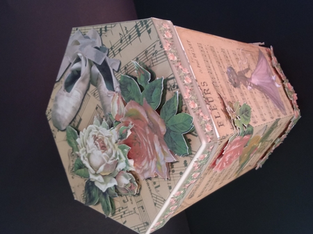 GORGEOUS TALL HEXAGONAL DECOUPAGE BOX - Envoi De Fleur by Lisa Lee