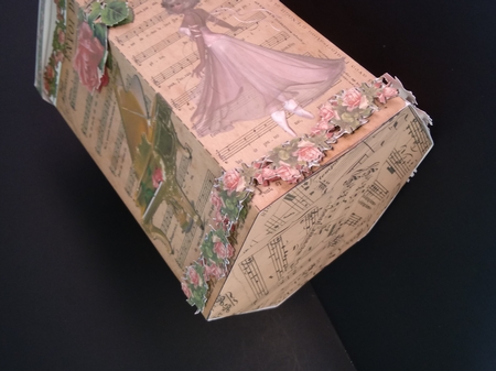 GORGEOUS TALL HEXAGONAL DECOUPAGE BOX - Envoi De Fleur by Lisa Lee