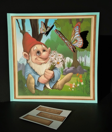 Cute Garden Gnome With Butterflies 8x8 by Lisa Lee