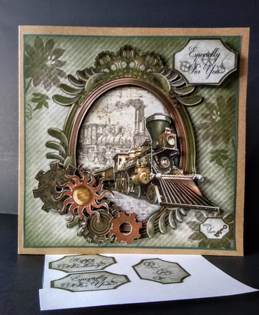Steampunk Male card Front With Decoupage by Lisa Lee