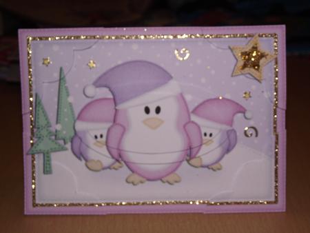A5 Xmas Penguins Felties Scallop Corners and Pyramage by Lisa Weider