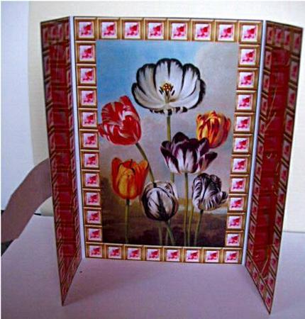 Tulips Red Bling Giant Square Buckle Gatefold Card by Liz Chapman