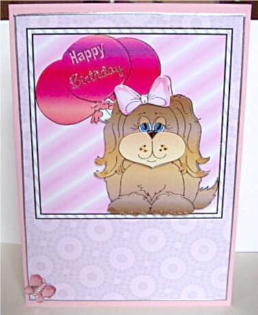 Birthday Puppy Quick Card Front with Decoupage by Liz Chapman