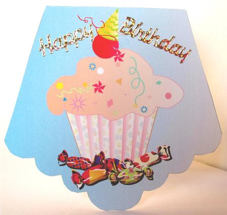 Scalloped Edge Cut & Fold Birthday Cupcake Card by Liz Chapman