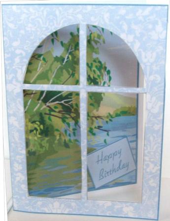 Trees Hanging Over the River Window Card Kit by Liz Chapman