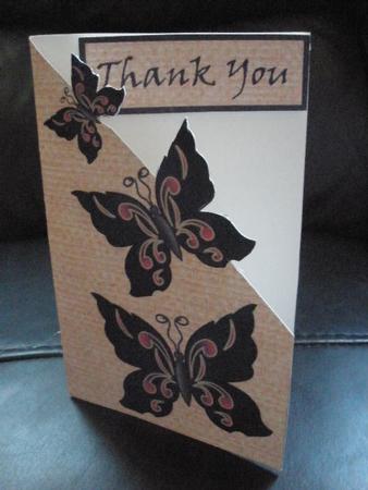 Three Butterflies Cut and Fold Corner Card by Liz Chapman