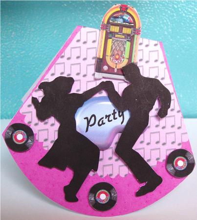1950s Rock and Roll Jivers with Jukebox Wobble Card by Liz Chapman
