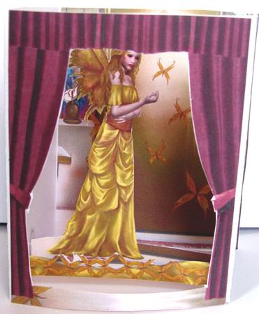 Golden Fantasy Fae Theatre Card by Liz Chapman