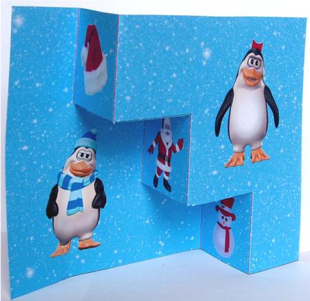 Penguins Tri Fold Steps Card by Liz Chapman