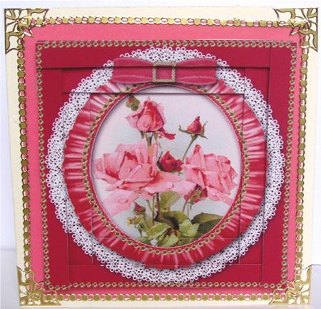 Pink Roses 2 Ruffle Spiral Edge Stacker by Liz Chapman