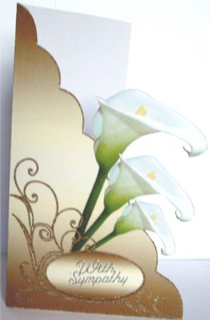 Calla Lilies & Swirls Wavy Edge Cut & Fold Corner Card by Liz Chapman